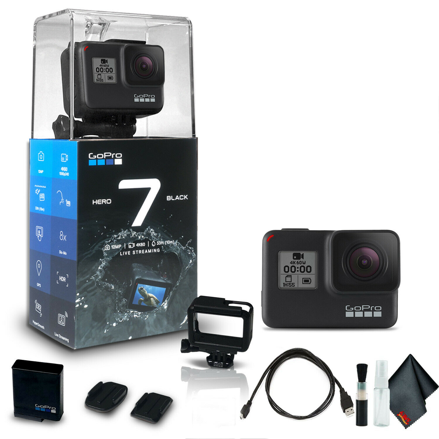 GoPro HERO7 Black - Waterproof Action Camera Base Bundle for sale for