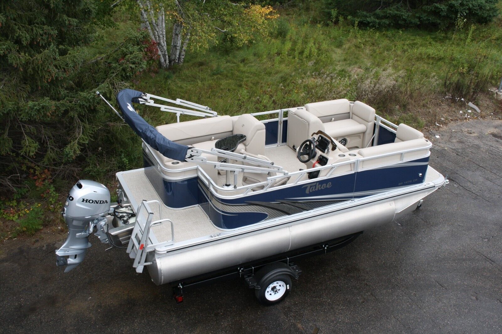 New 16 Ft Pontoon Boat 50 Four Stroke Honda And Trailer 2022 For Sale ...