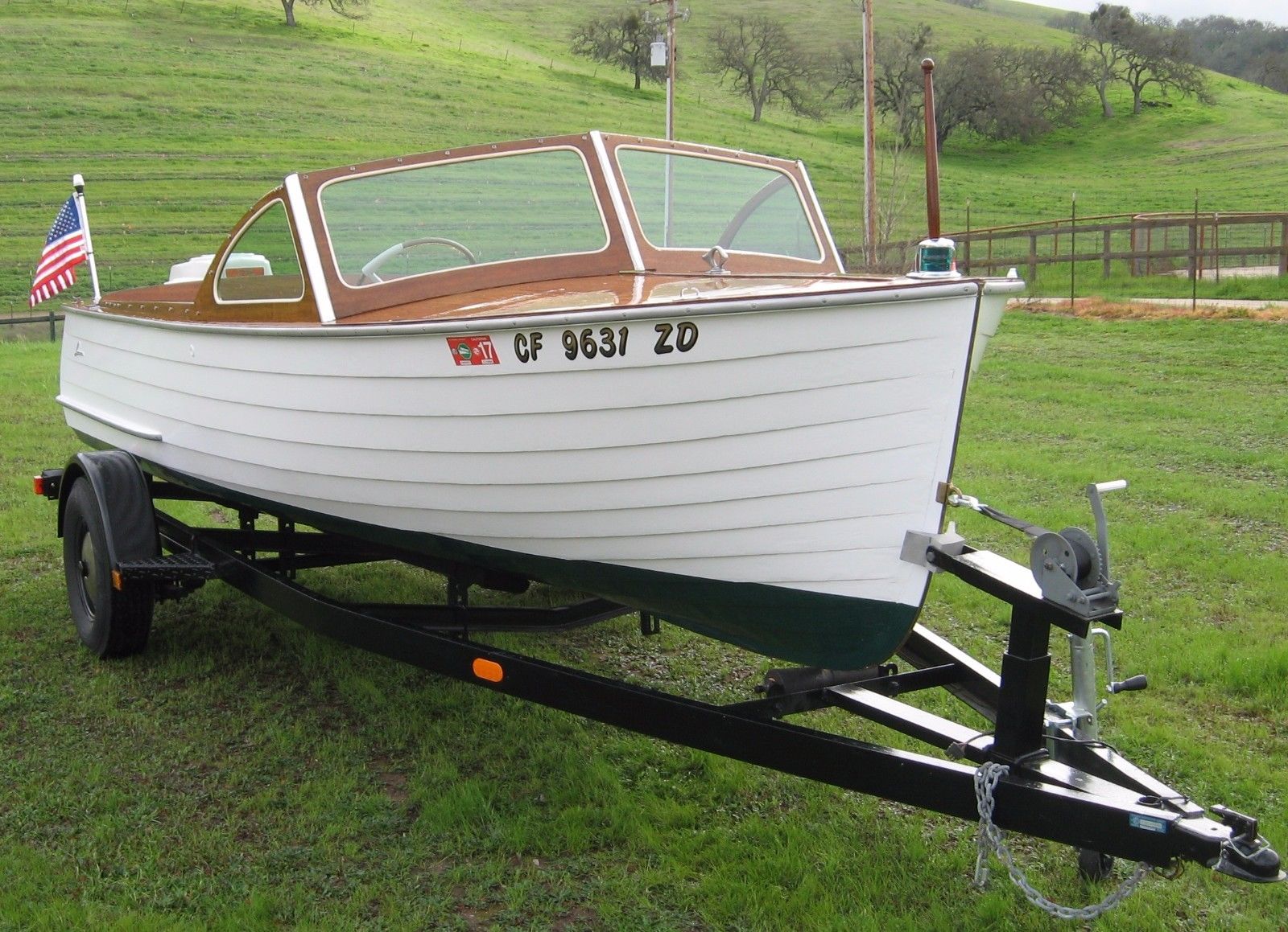 wood runabout boat outboard