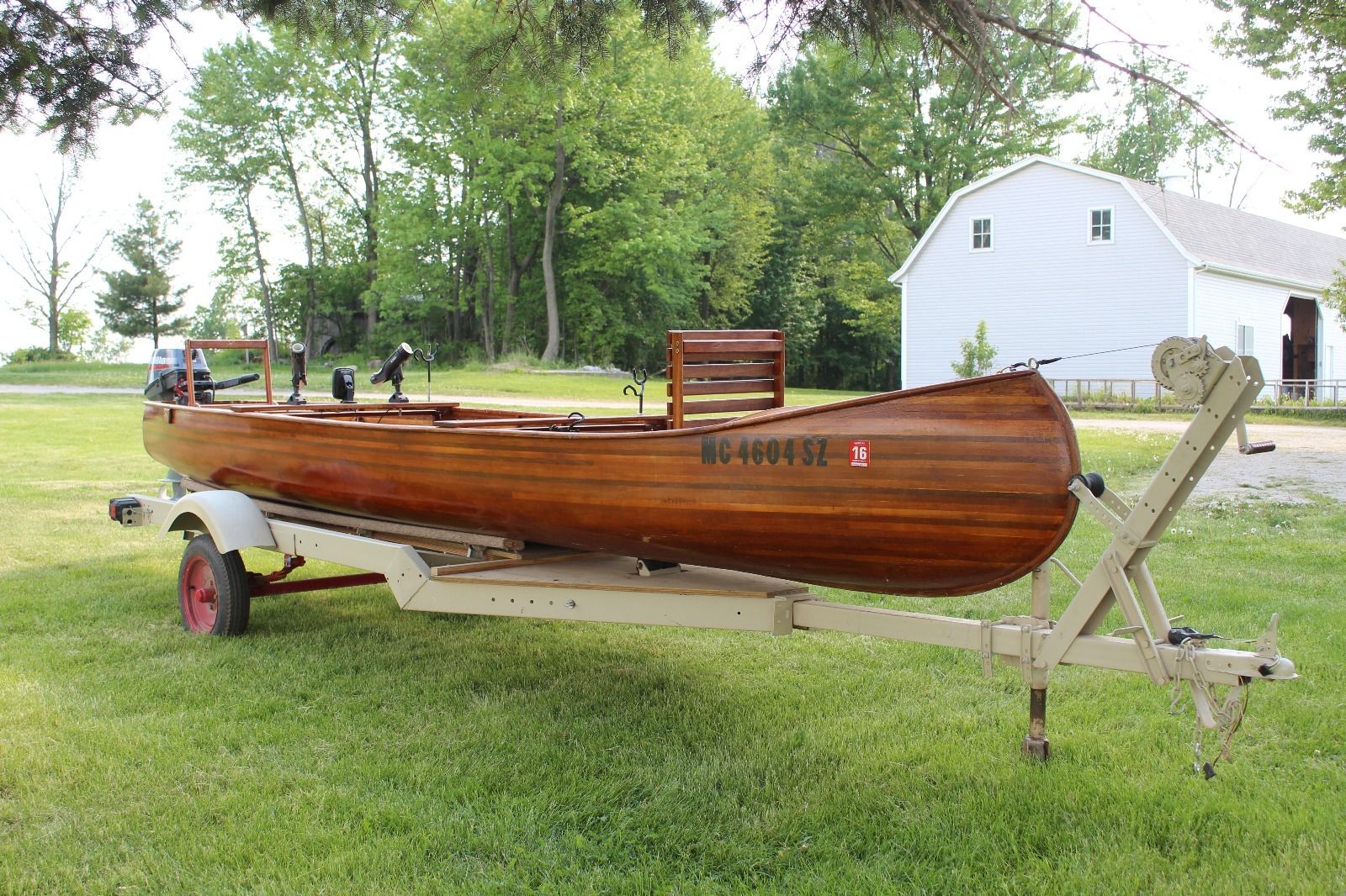 solid hand crafted wood canoe / motor boat 2012 for sale