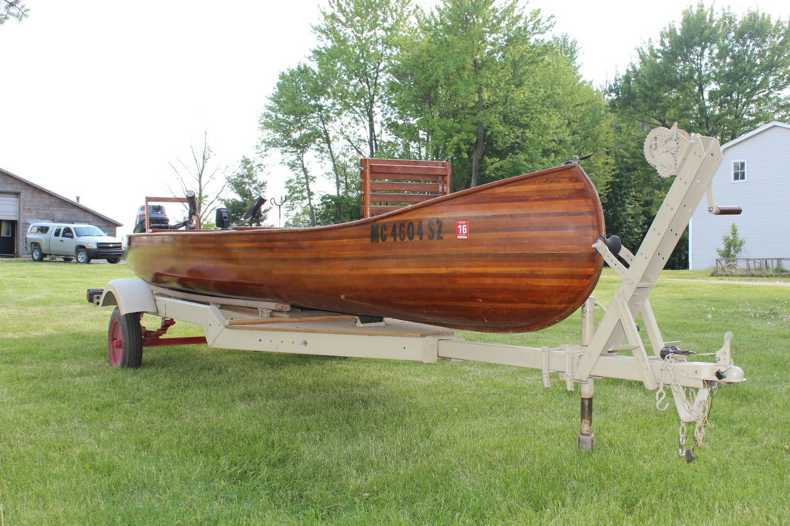 solid hand crafted wood canoe / motor boat 2012 for sale