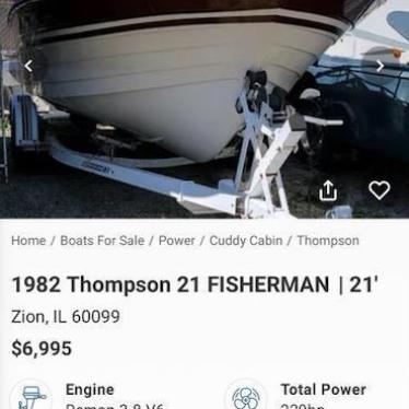 1982 Thompson 21ft boat