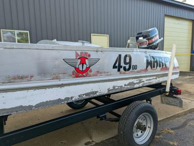 Vintage 1949 Aerocraft DD 14 Ft. Aluminum Boat - 1968 35 Mercury Outboard 1949