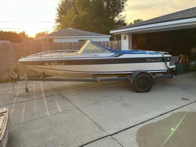 Imperial 17' Runabout Boat Stern & Has Trailer 1983